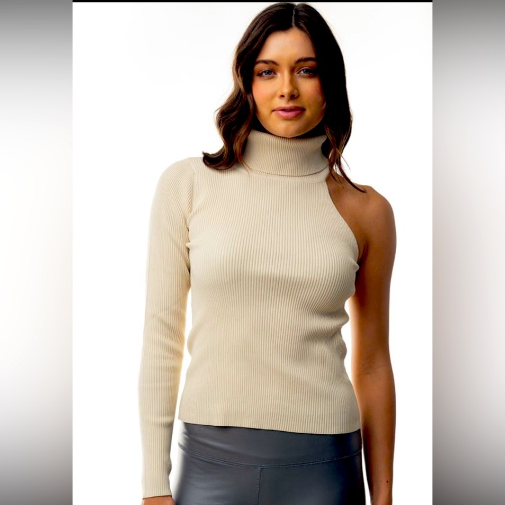 🔥One sleeve turtle neck ribbed sweater dual sizing 2X/3X